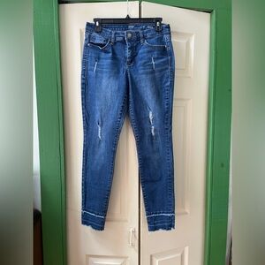 Crown & Ivy Blue Distressed Ankle Jeans